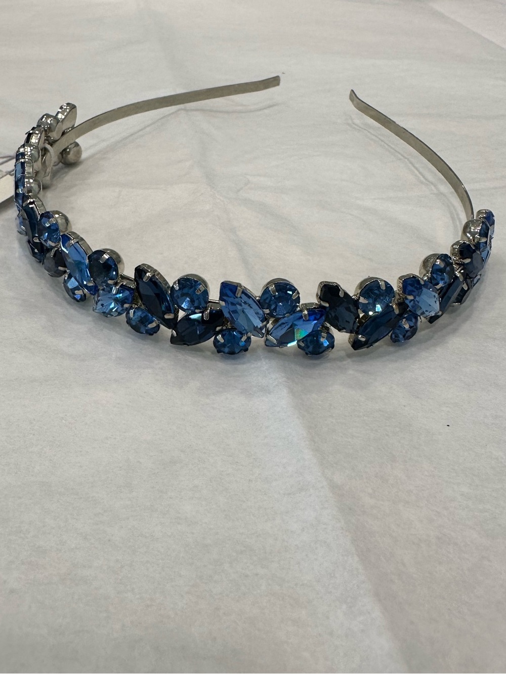 2 Pretty Headbands, Blue Crystal Floral and Black Gold - Women Accessories BOGO